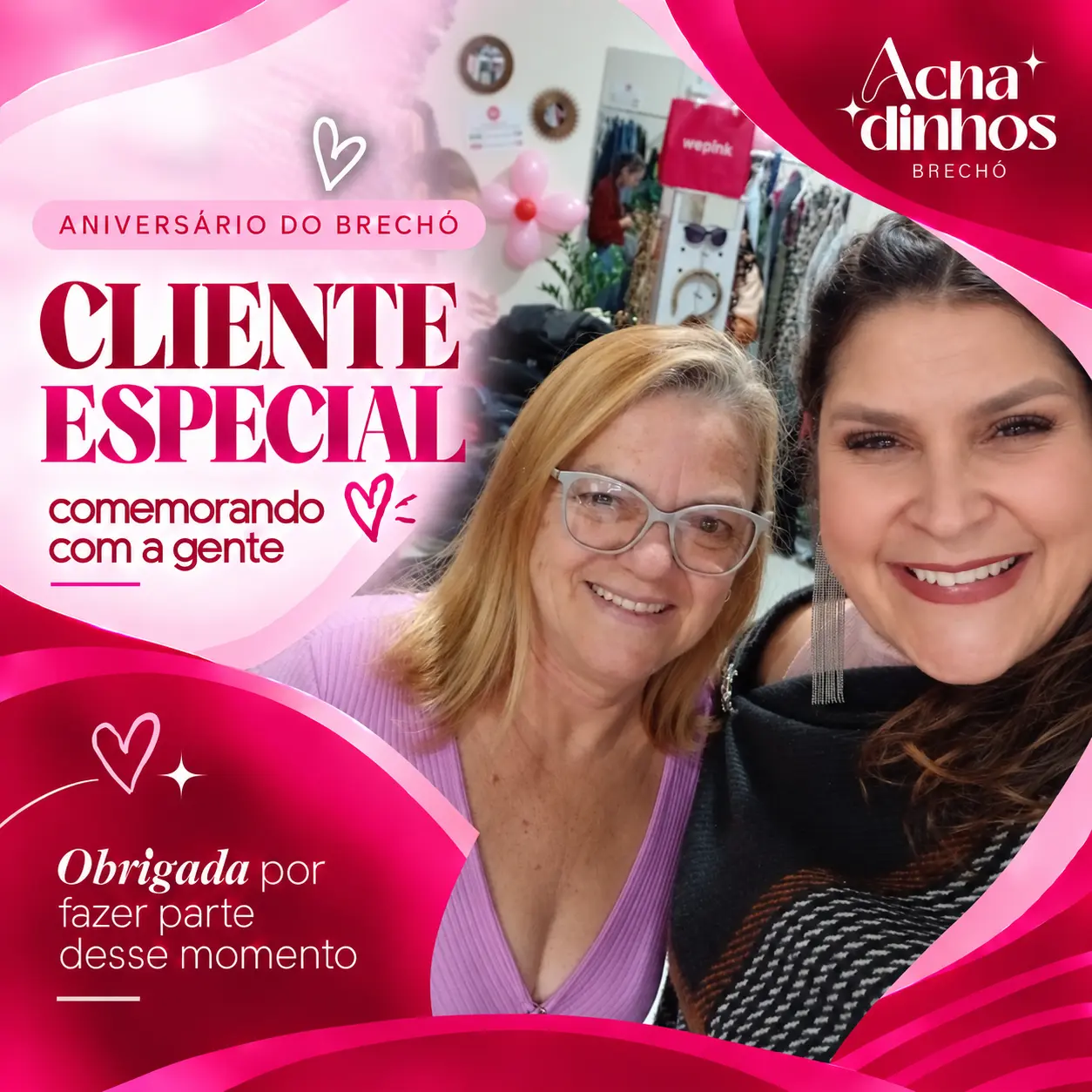 Cliente especial na comemoração de 1 ano do Achadinhos Brechó — momento 11