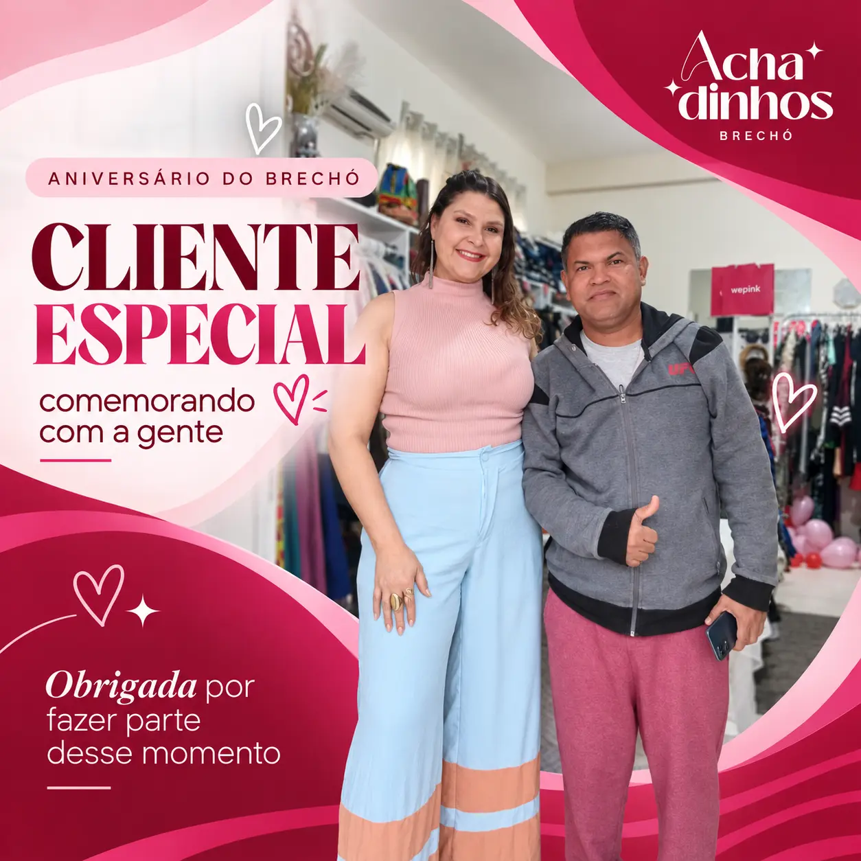 Cliente especial na comemoração de 1 ano do Achadinhos Brechó — momento 9