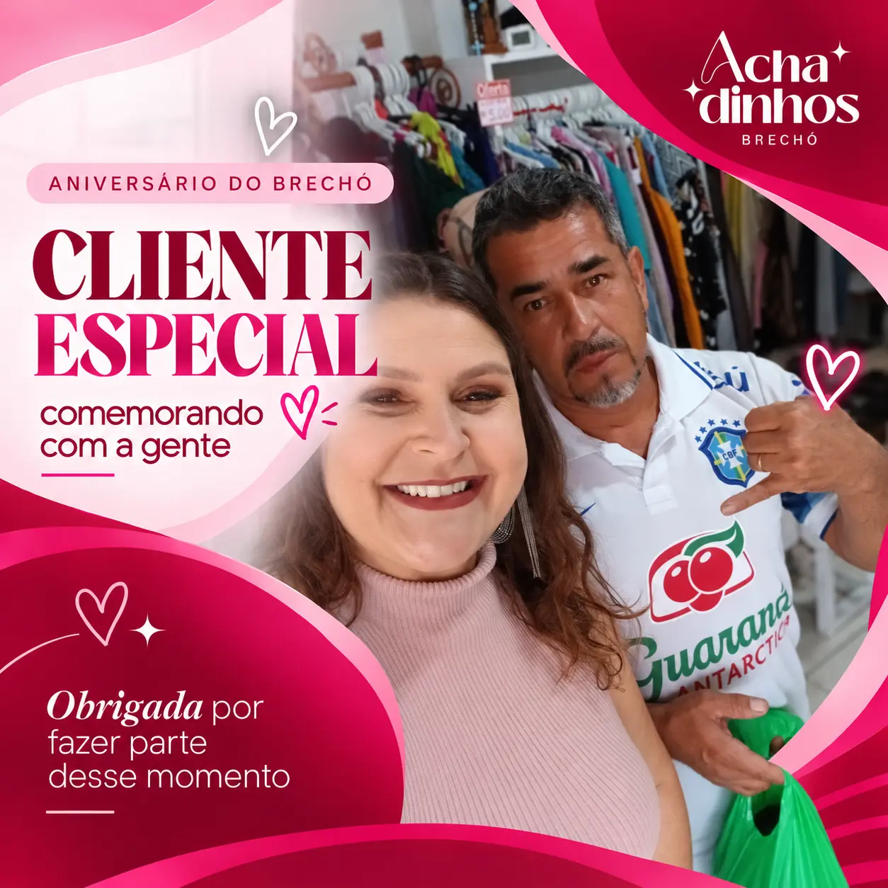Cliente especial na comemoração de 1 ano do Achadinhos Brechó — momento 4
