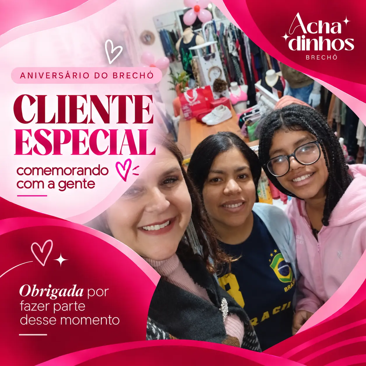 Cliente especial na comemoração de 1 ano do Achadinhos Brechó — momento 17