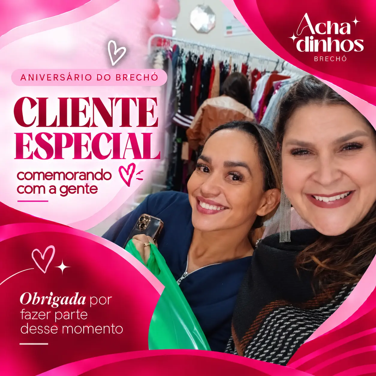Cliente especial na comemoração de 1 ano do Achadinhos Brechó — momento 10