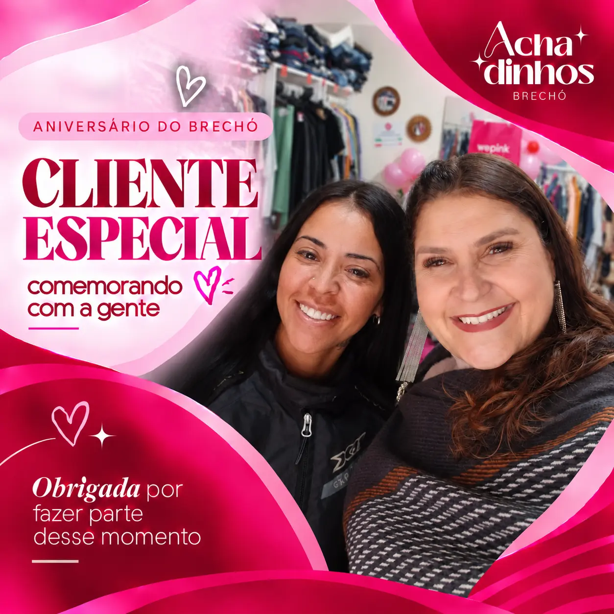 Cliente especial na comemoração de 1 ano do Achadinhos Brechó — momento 12